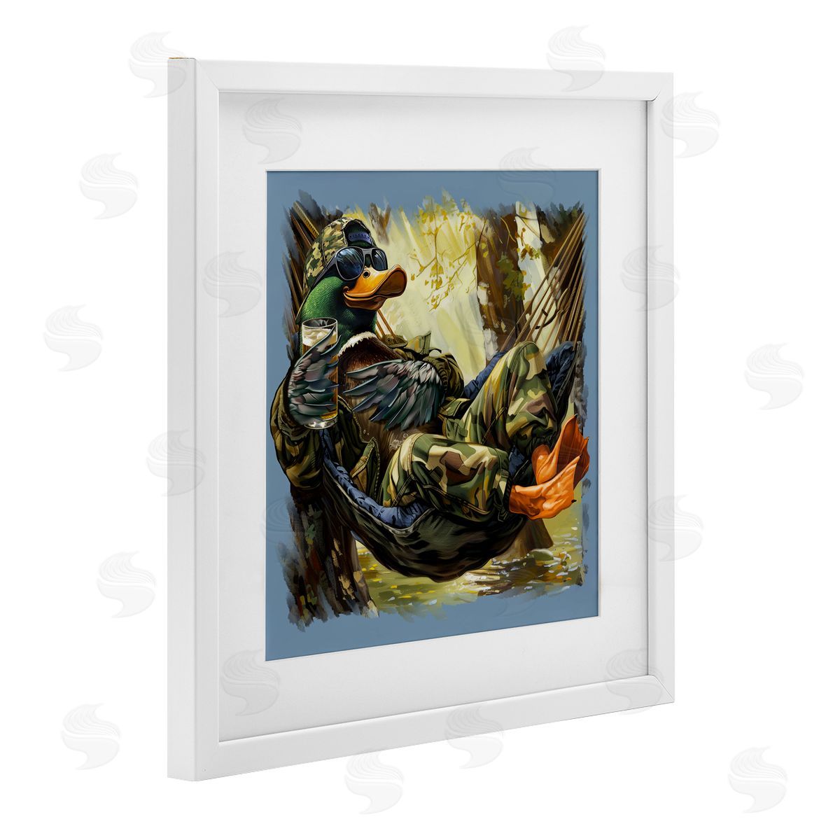 Jim Baldwin Mallard Hammock in Camo  Canvas Wall Art Print