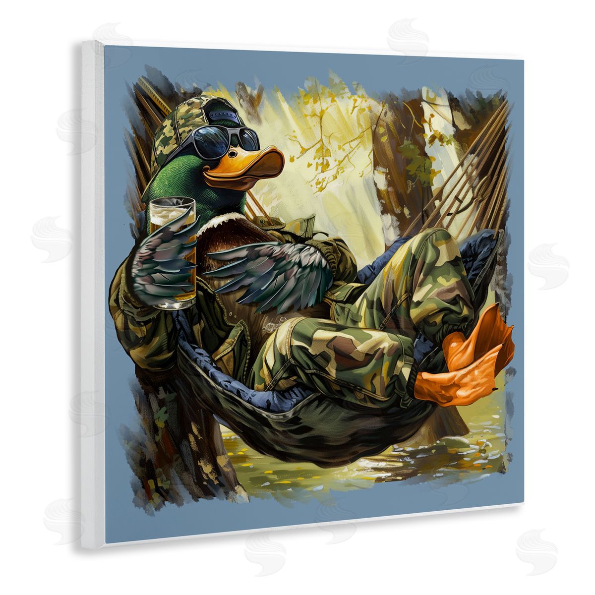 Jim Baldwin Mallard Hammock in Camo  Canvas Wall Art Print