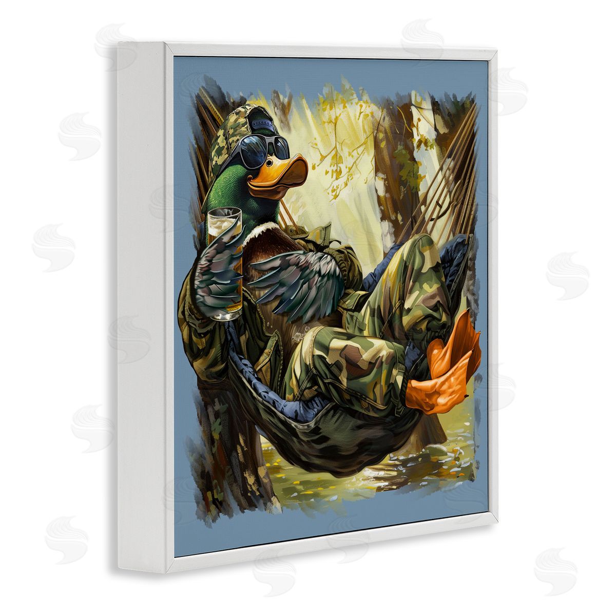 Jim Baldwin Mallard Hammock in Camo  Canvas Wall Art Print