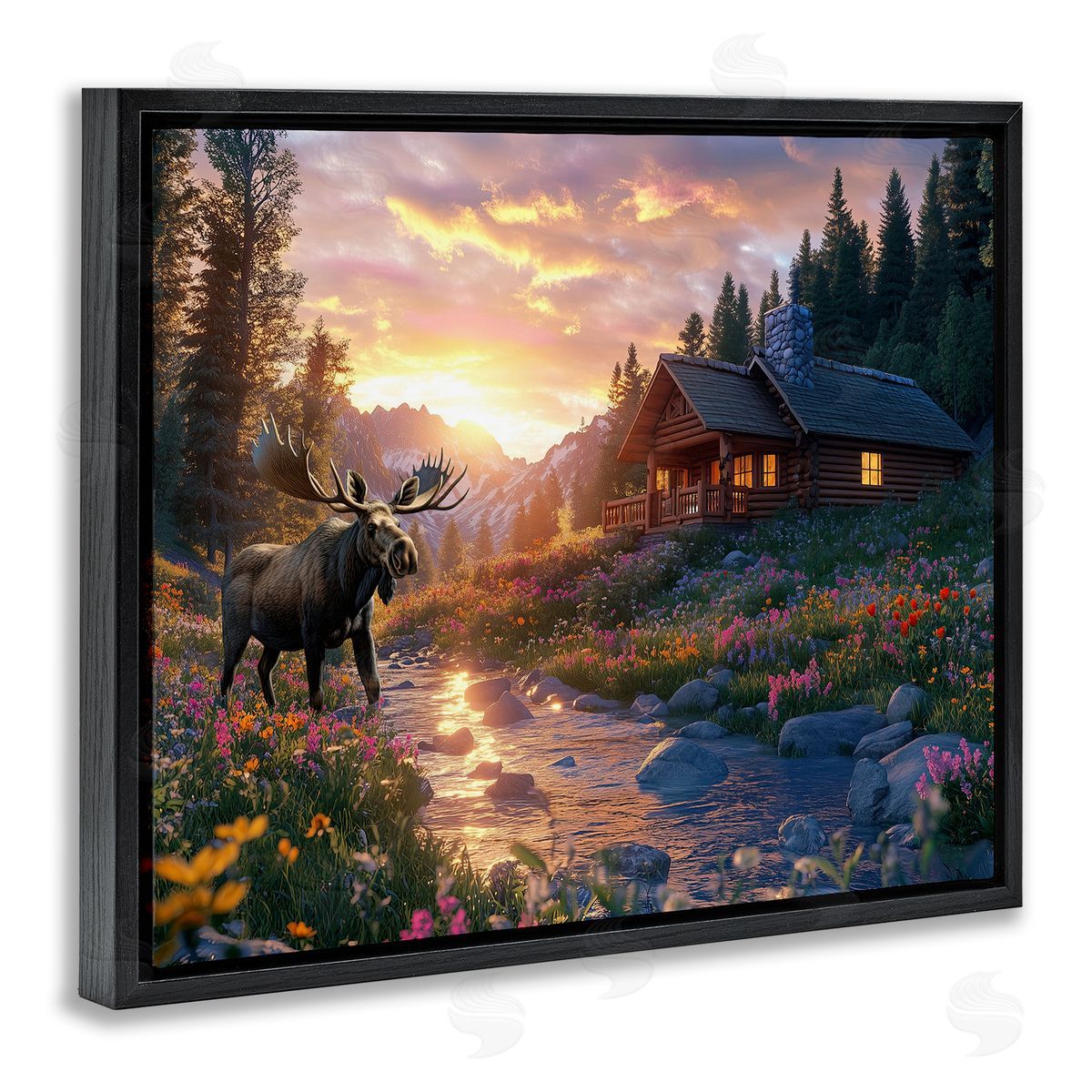 Jim Baldwin Cozy Cabin Moose Visit Canvas Wall Art Print