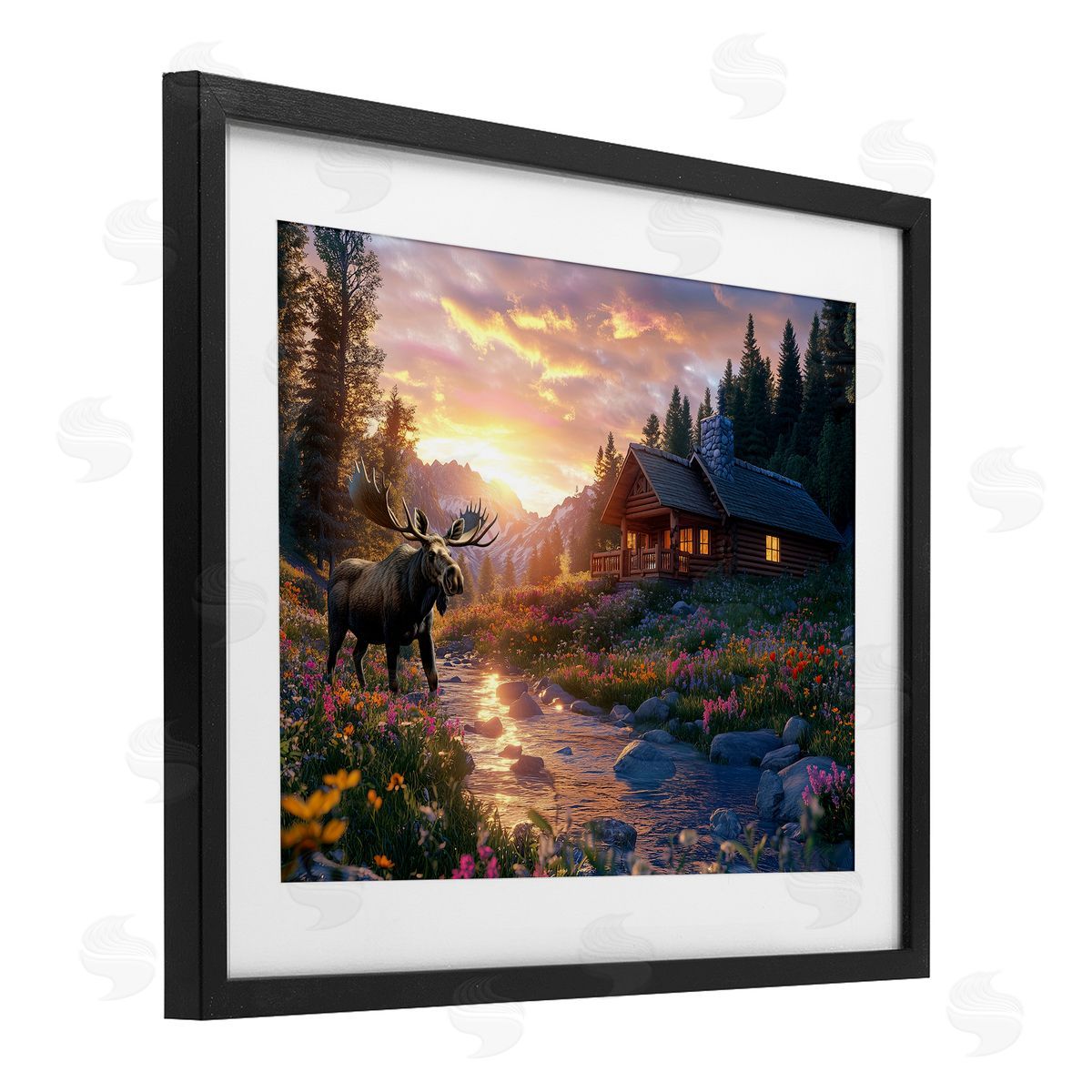 Jim Baldwin Cozy Cabin Moose Visit Canvas Wall Art Print