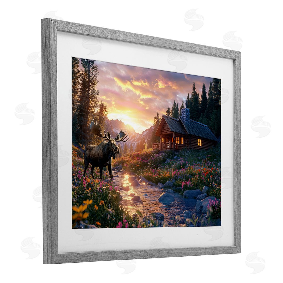 Jim Baldwin Cozy Cabin Moose Visit Canvas Wall Art Print