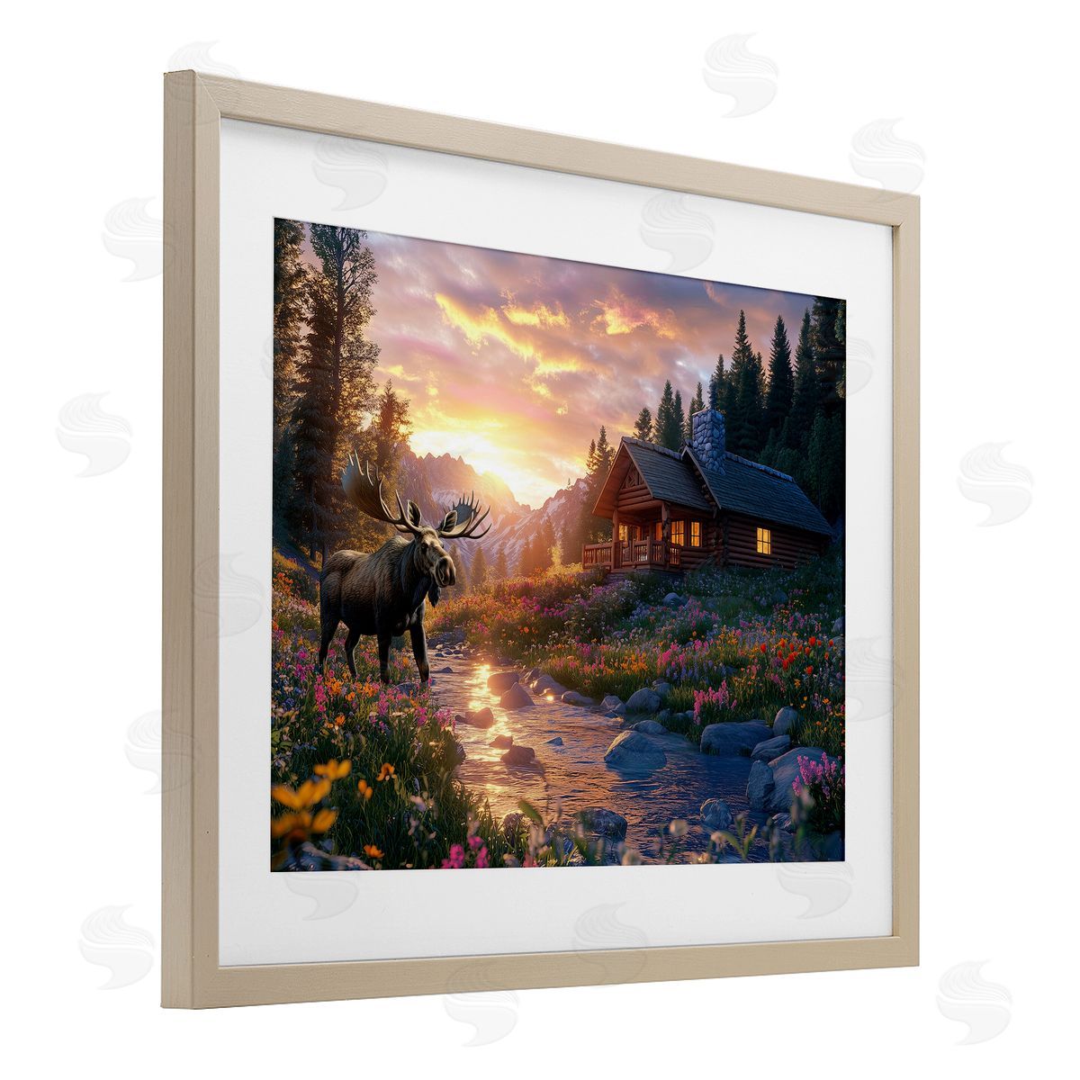 Jim Baldwin Cozy Cabin Moose Visit Canvas Wall Art Print