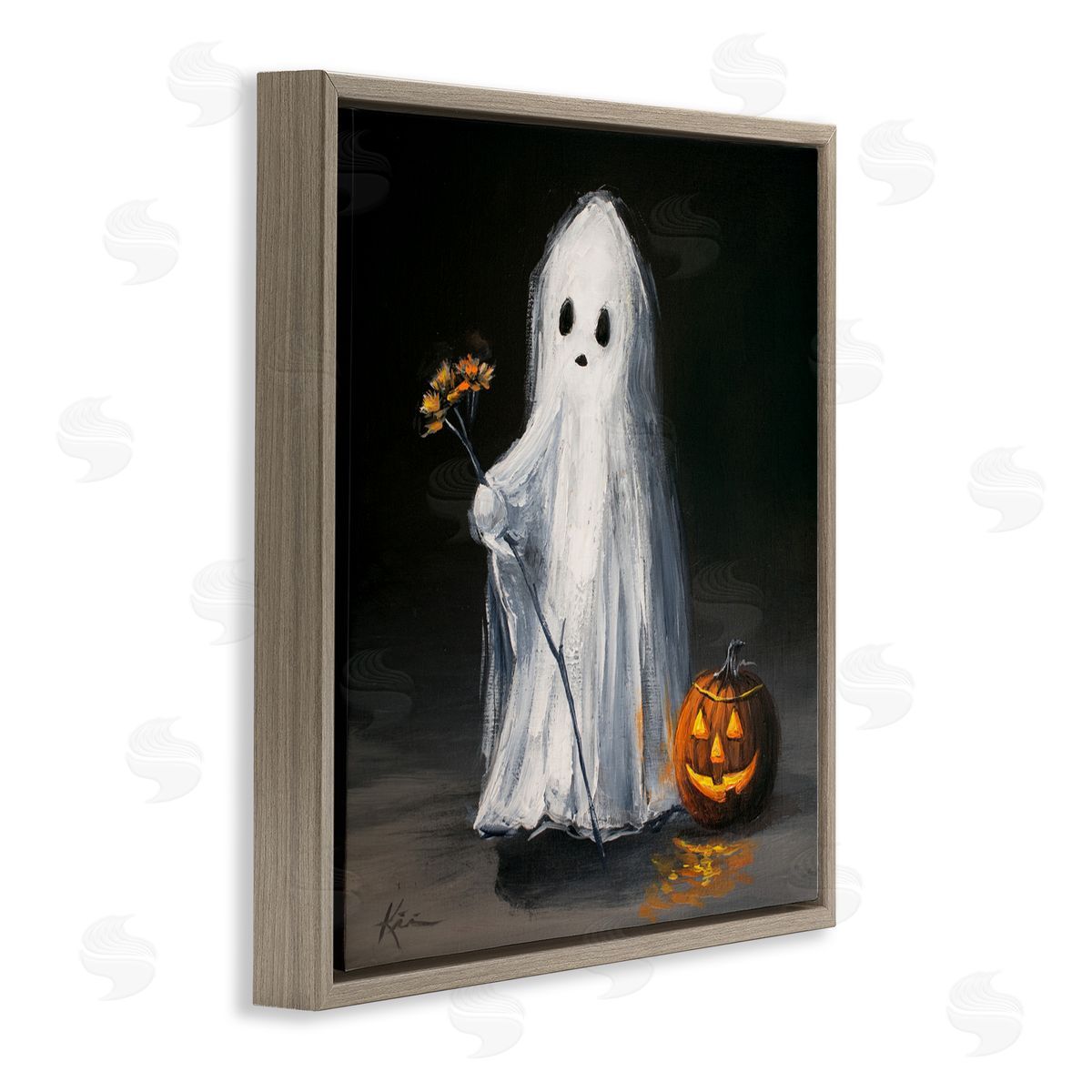 Lindsay Kivi Fine Art Vintage Halloween Ghost & Pumpkin Canvas Wall Art Print