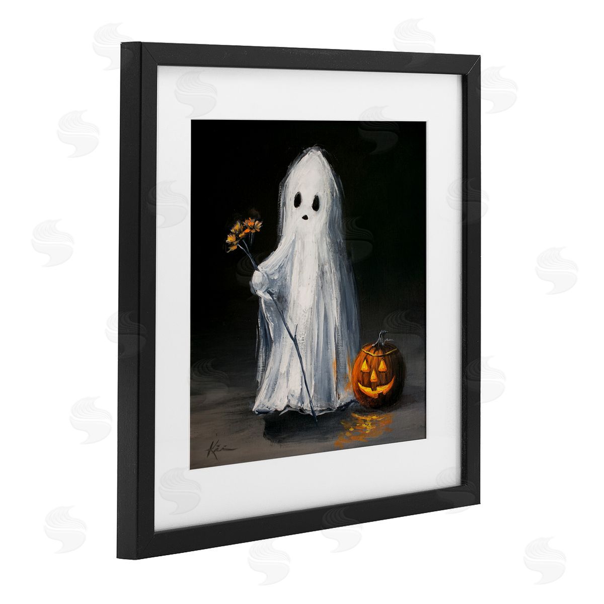 Lindsay Kivi Fine Art Vintage Halloween Ghost & Pumpkin Canvas Wall Art Print