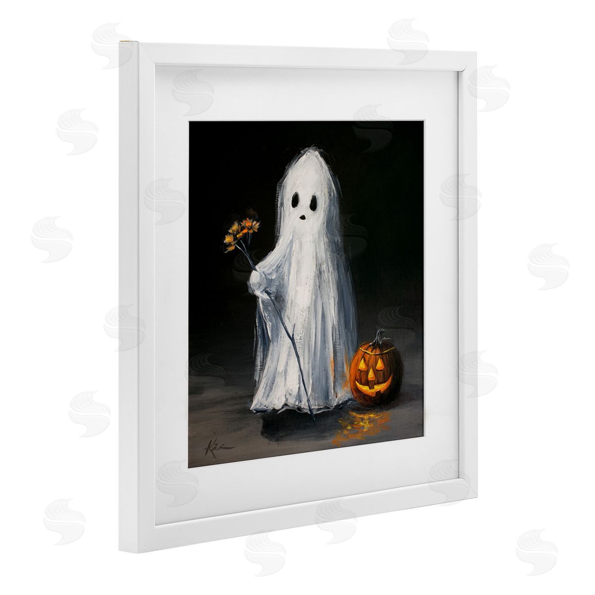 Lindsay Kivi Fine Art Vintage Halloween Ghost & Pumpkin Canvas Wall Art Print
