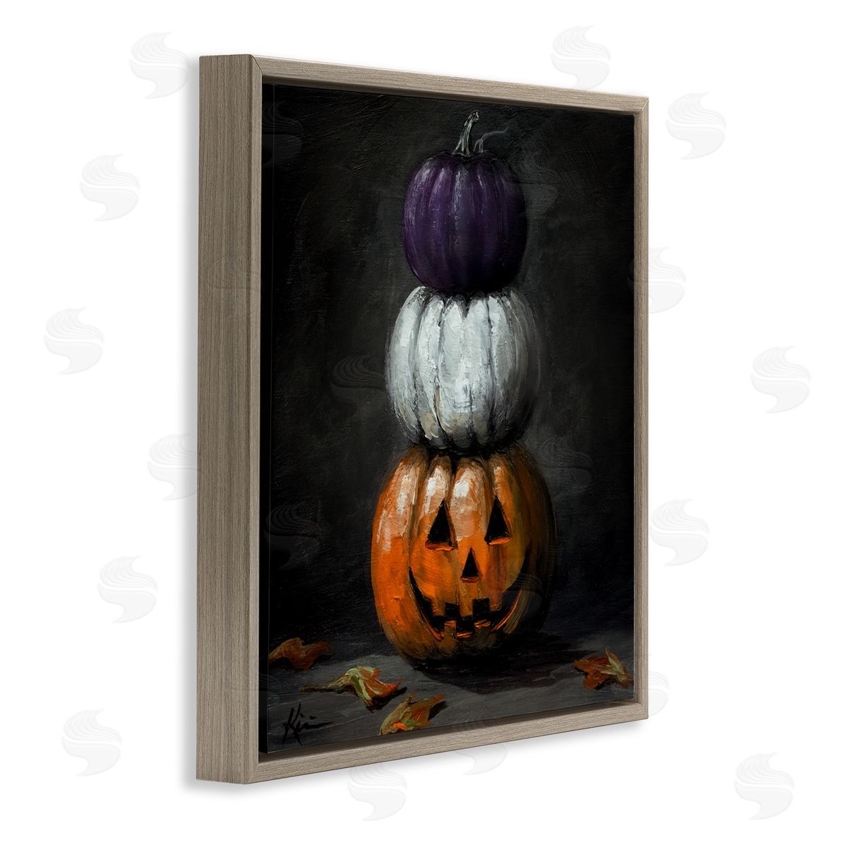 Lindsay Kivi Fine Art Vintage Halloween Pumpkin Stack Canvas Wall Art Print