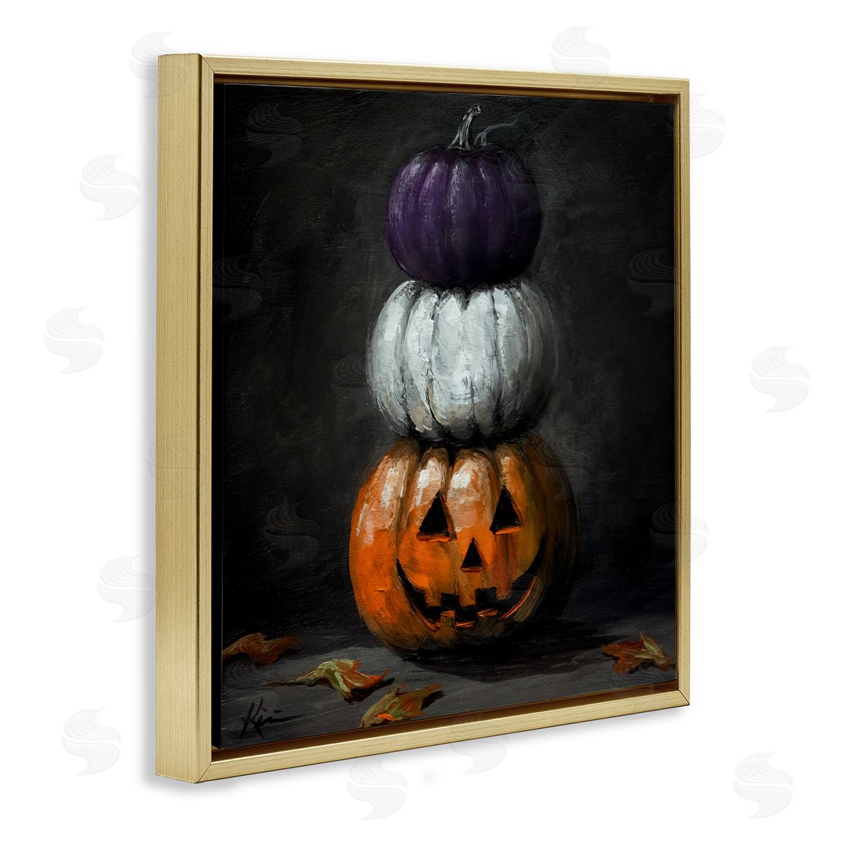 Lindsay Kivi Fine Art Vintage Halloween Pumpkin Stack Canvas Wall Art Print