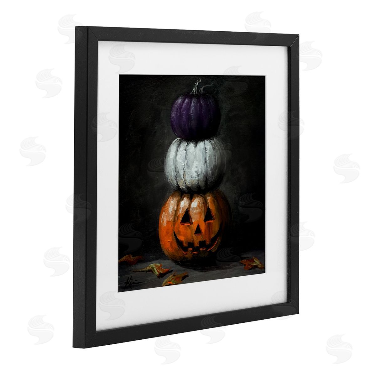 Lindsay Kivi Fine Art Vintage Halloween Pumpkin Stack Canvas Wall Art Print