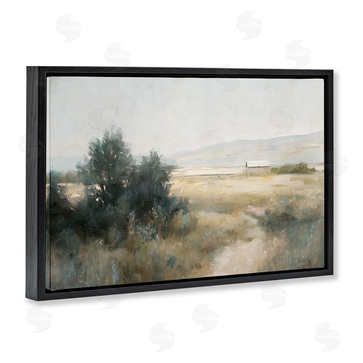 Nina Blue Distant Barn Country Expanse Canvas Wall Art Print