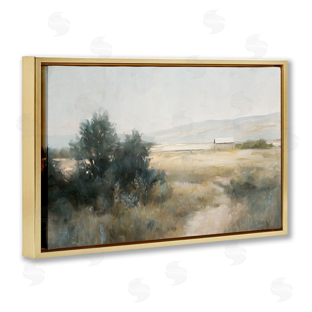 Nina Blue Distant Barn Country Expanse Canvas Wall Art Print