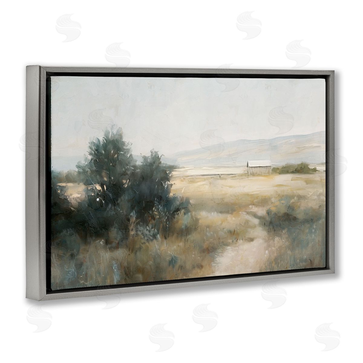 Nina Blue Distant Barn Country Expanse Canvas Wall Art Print