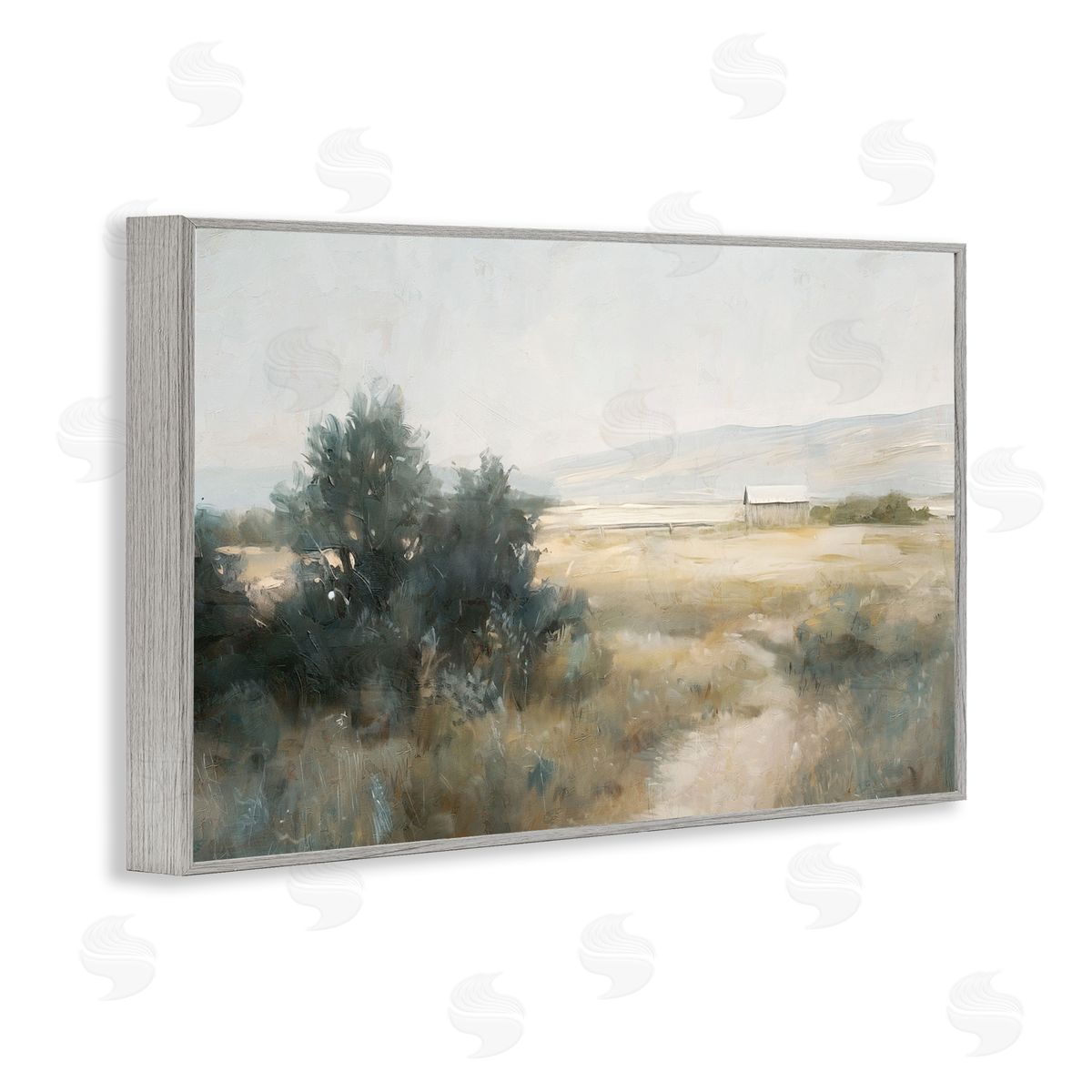 Nina Blue Distant Barn Country Expanse Canvas Wall Art Print