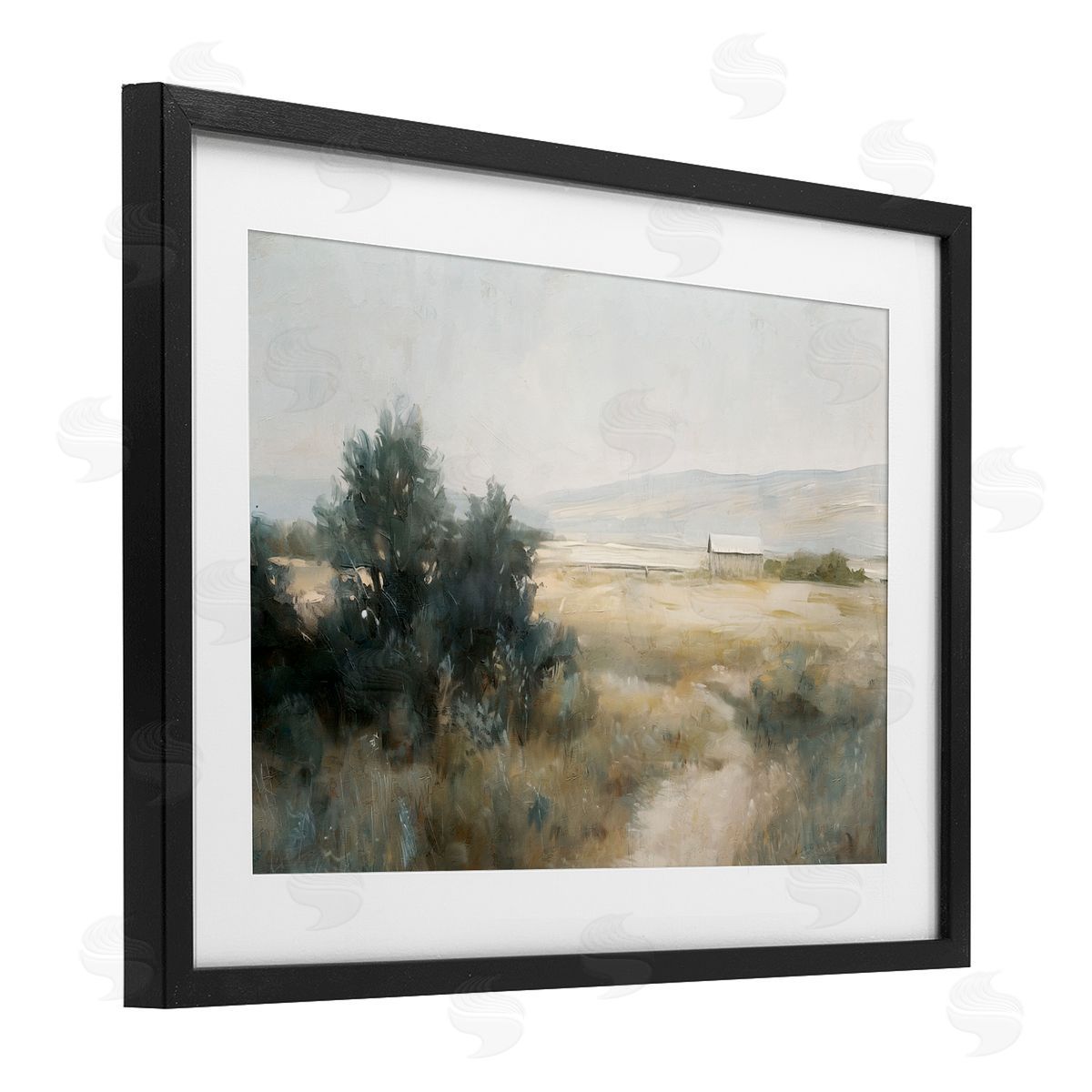 Nina Blue Distant Barn Country Expanse Canvas Wall Art Print