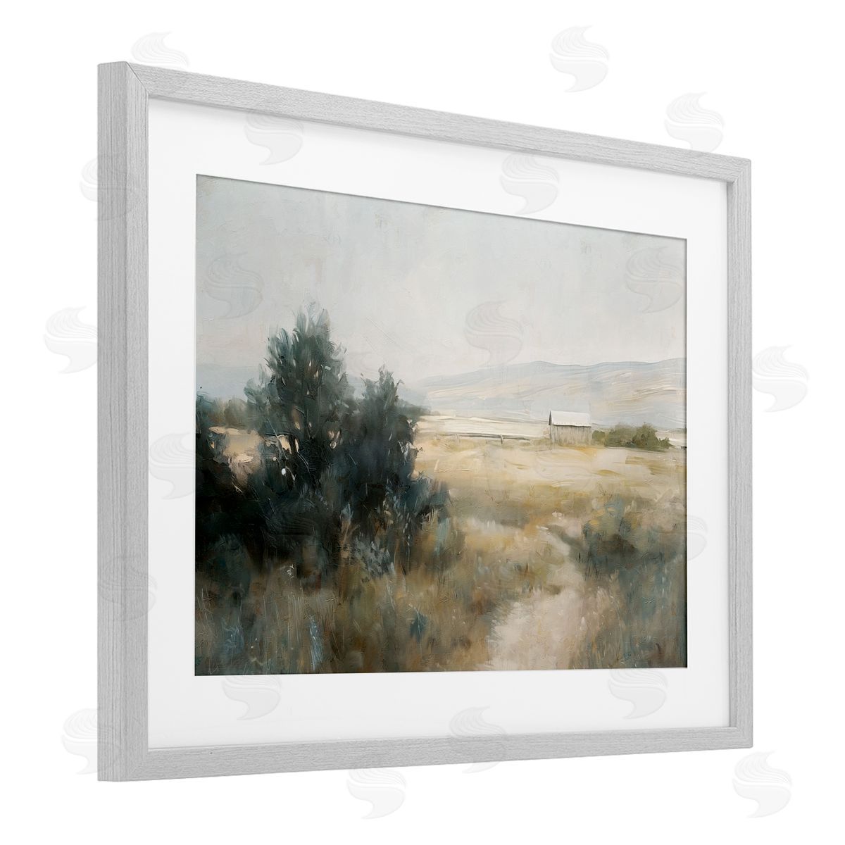 Nina Blue Distant Barn Country Expanse Canvas Wall Art Print