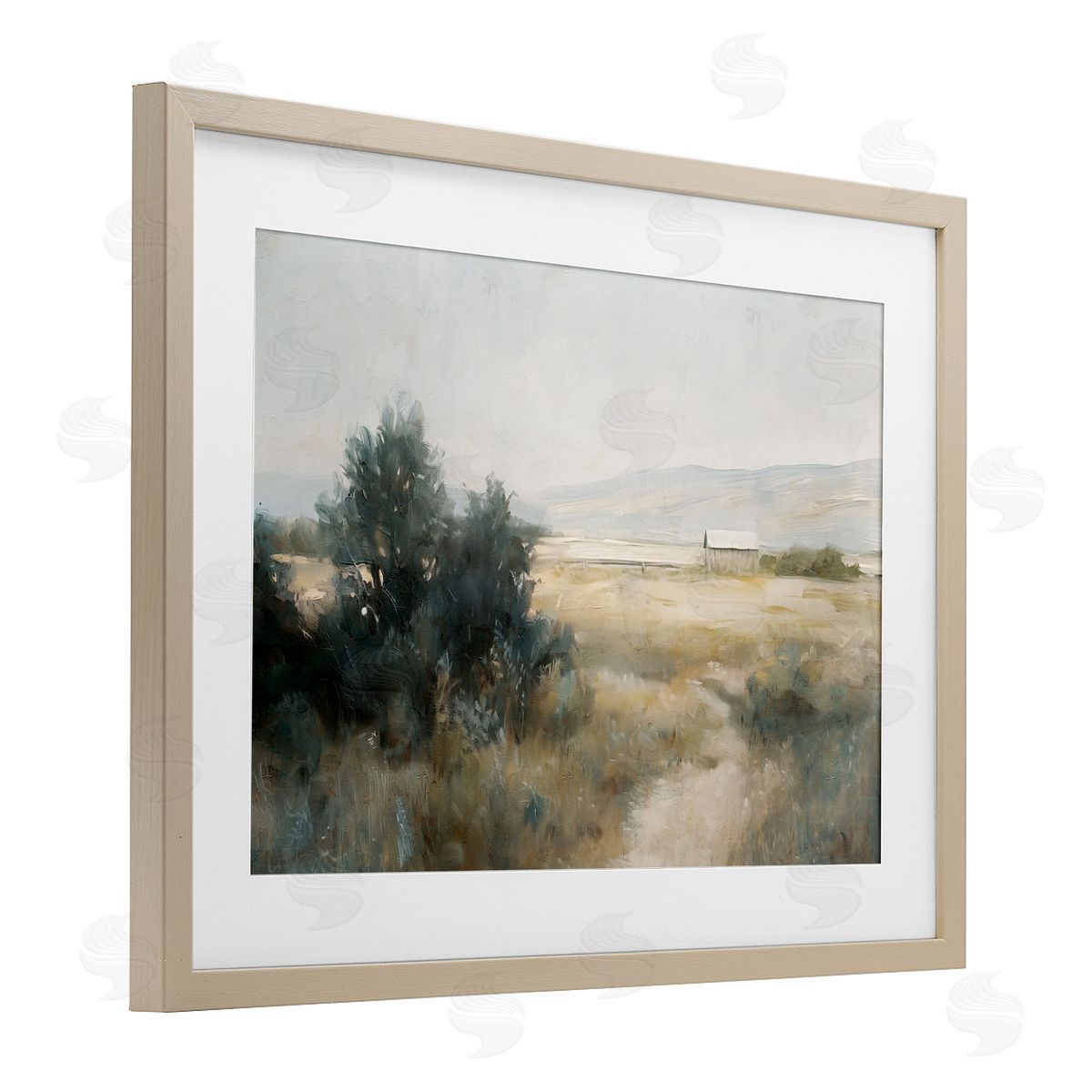 Nina Blue Distant Barn Country Expanse Canvas Wall Art Print