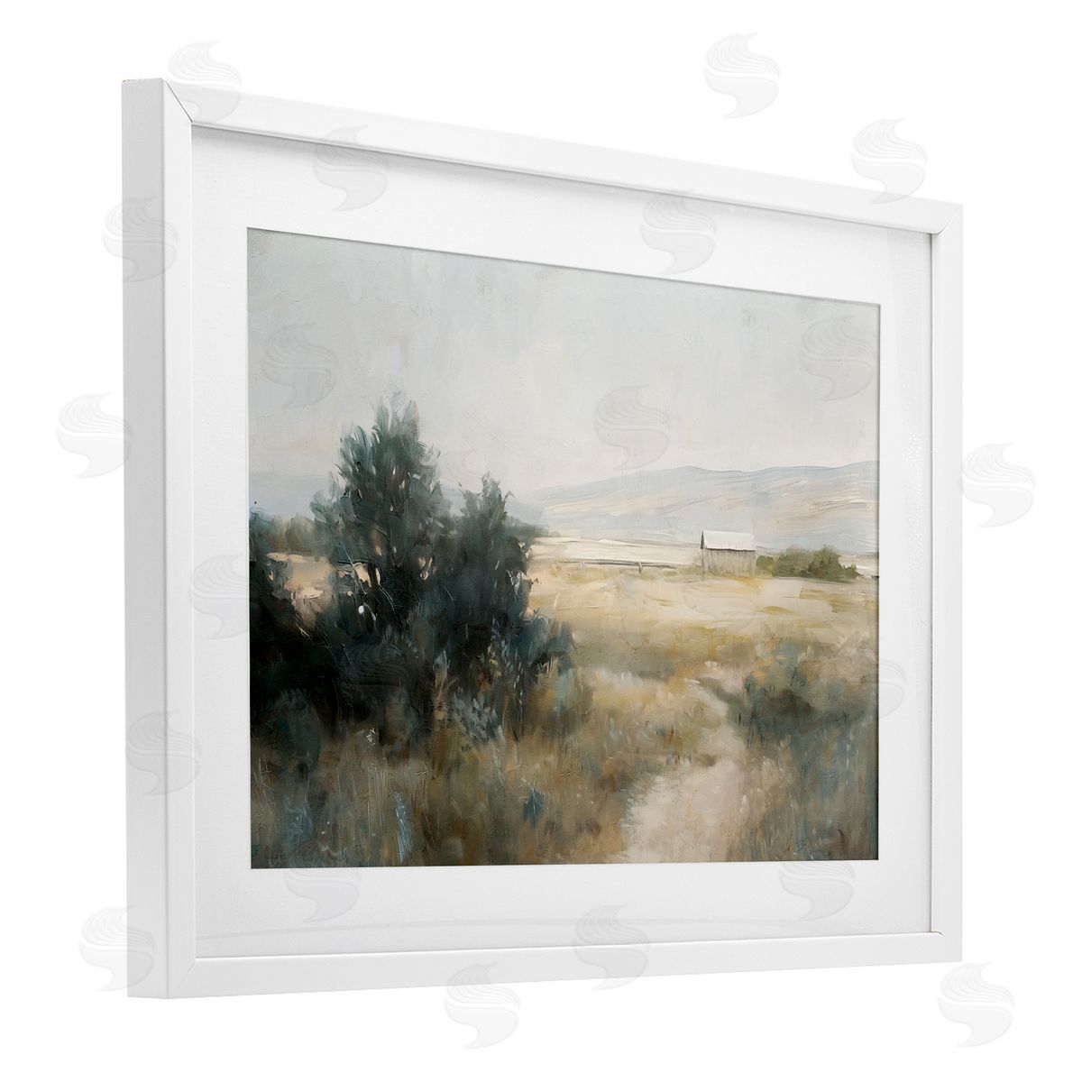 Nina Blue Distant Barn Country Expanse Canvas Wall Art Print
