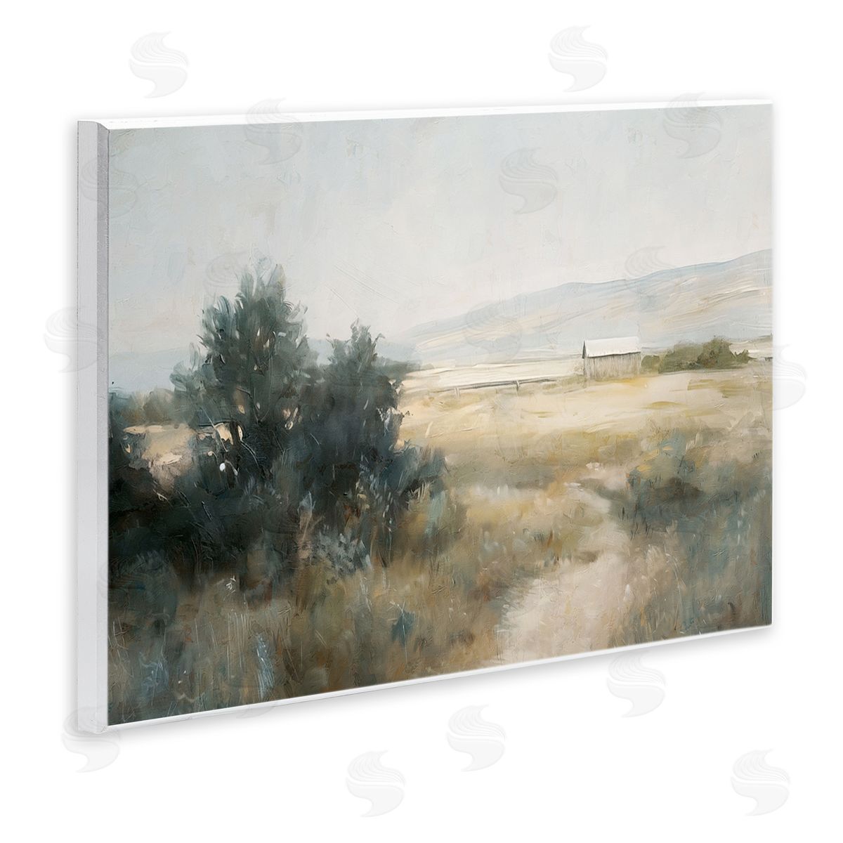 Nina Blue Distant Barn Country Expanse Canvas Wall Art Print