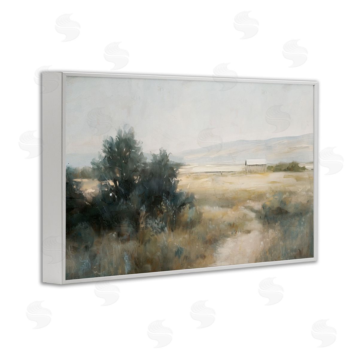 Nina Blue Distant Barn Country Expanse Canvas Wall Art Print