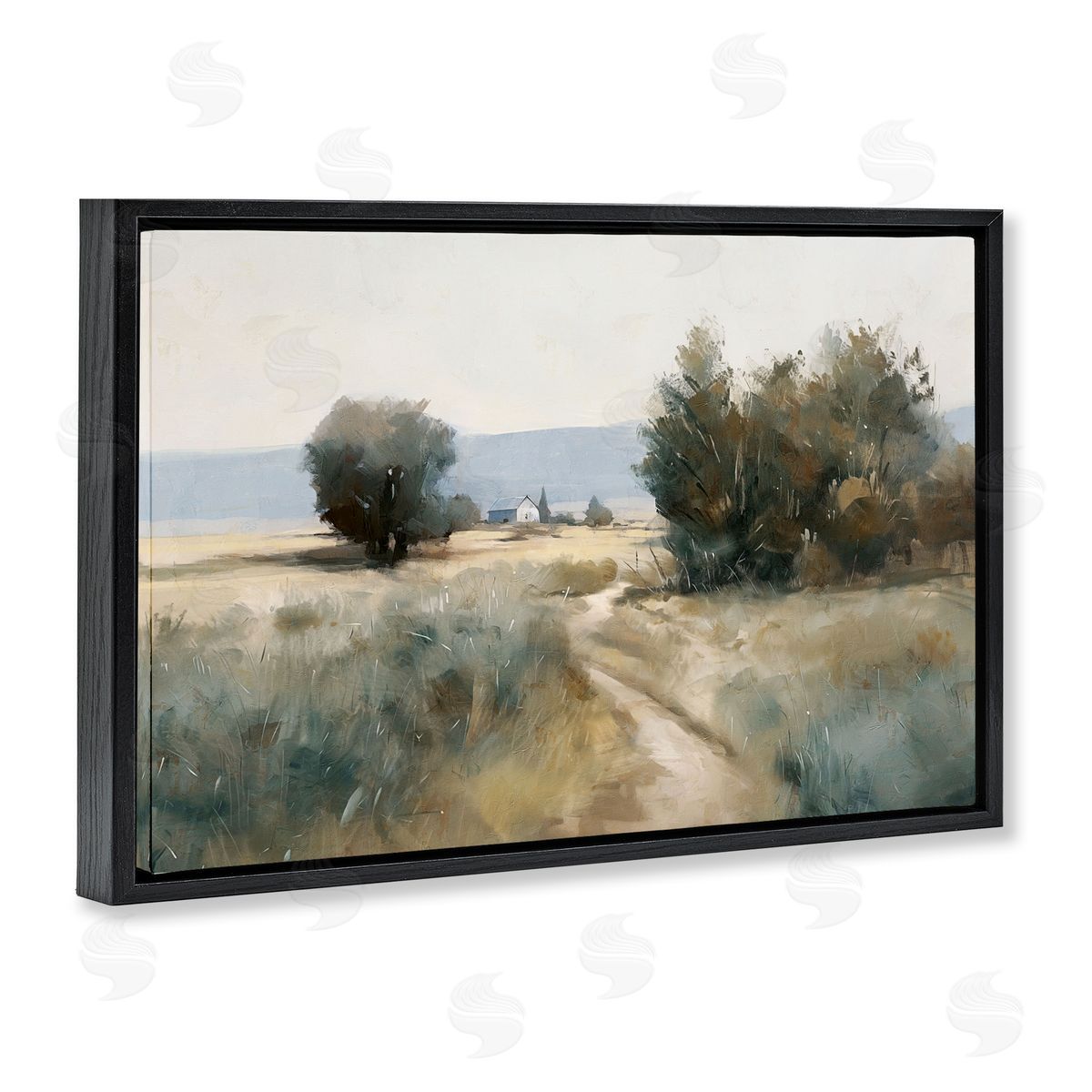 Nina Blue Winding Path to Distant Barn Canvas Wall Art Print