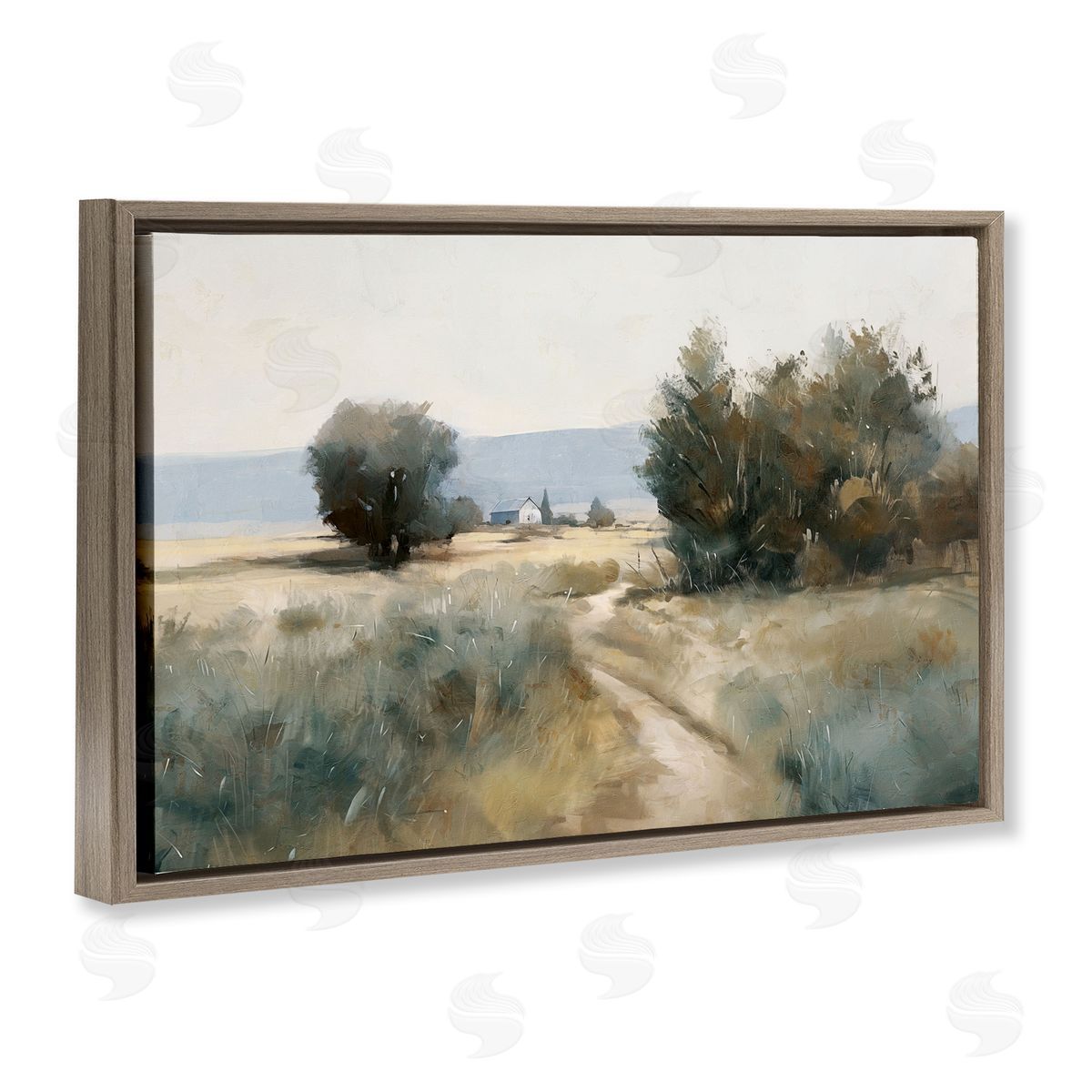Nina Blue Winding Path to Distant Barn Canvas Wall Art Print