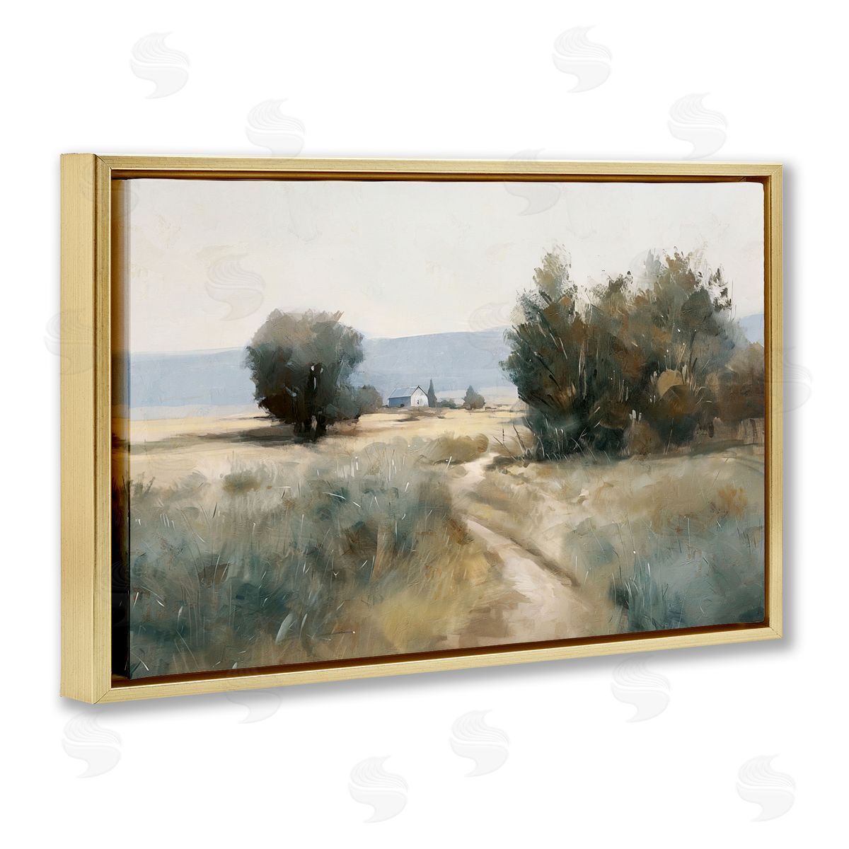 Nina Blue Winding Path to Distant Barn Canvas Wall Art Print
