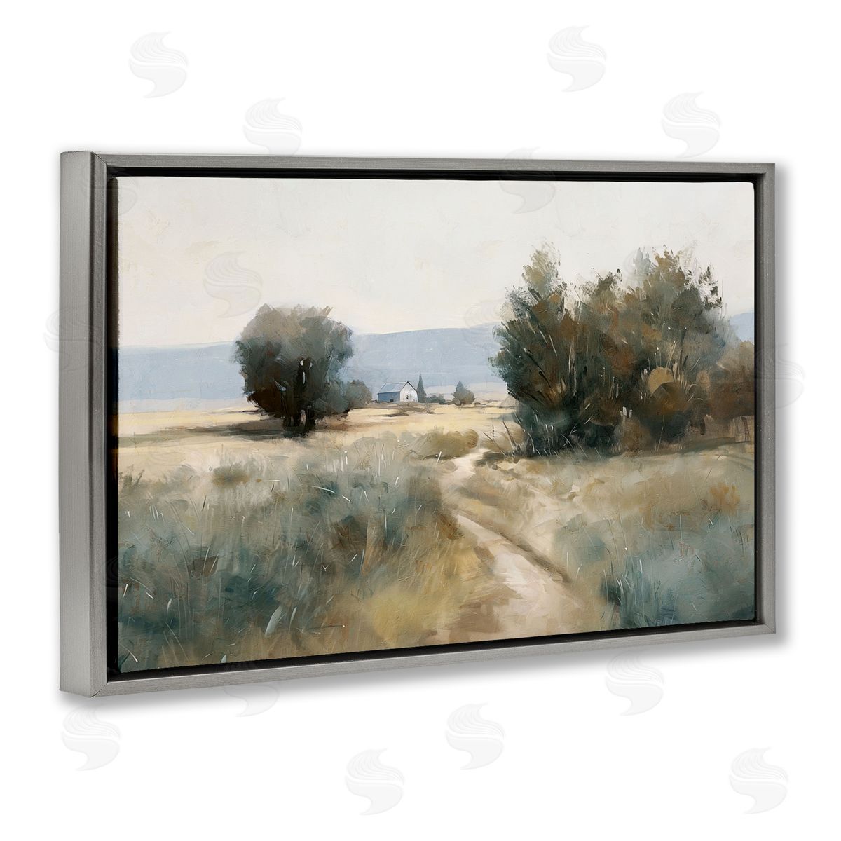 Nina Blue Winding Path to Distant Barn Canvas Wall Art Print