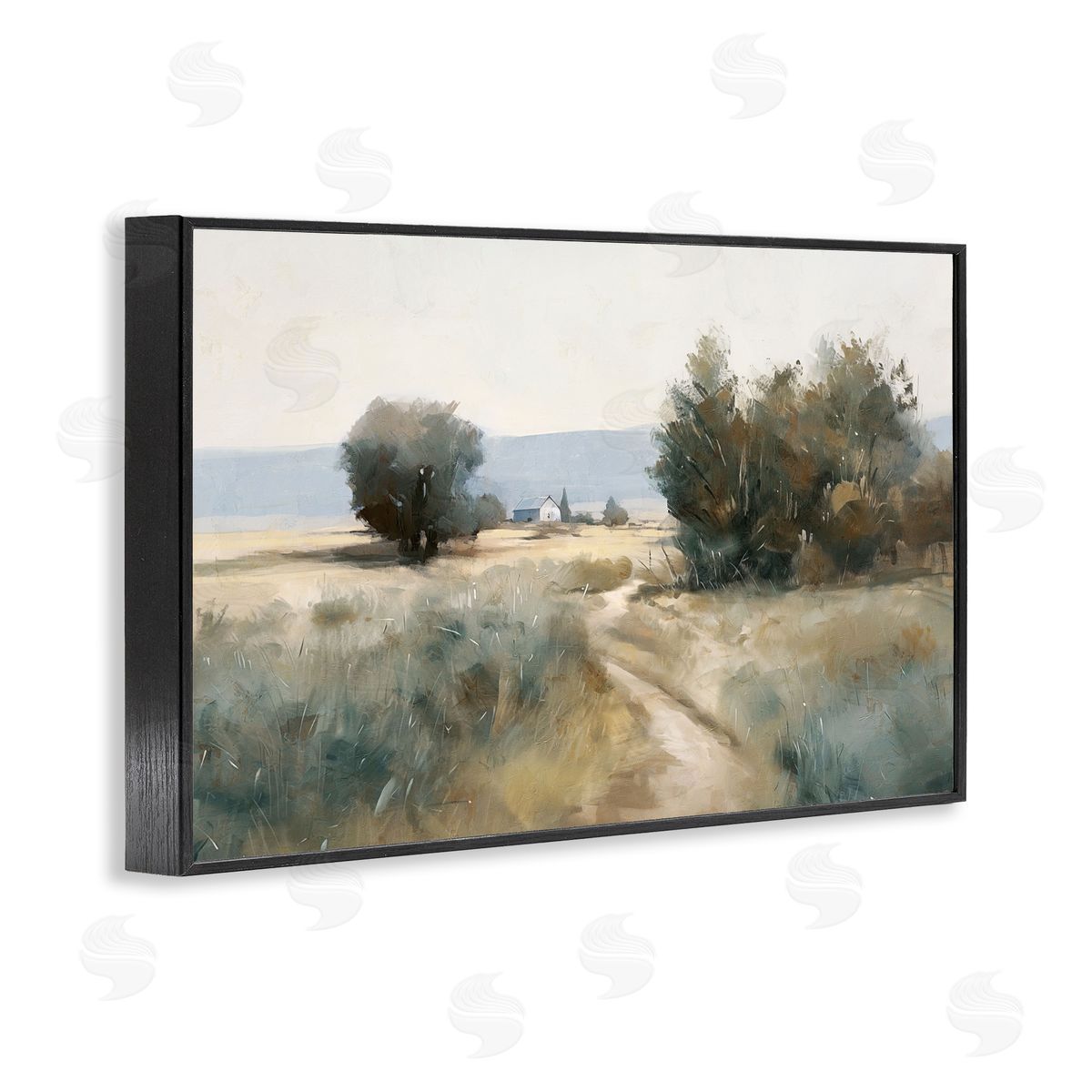 Nina Blue Winding Path to Distant Barn Canvas Wall Art Print