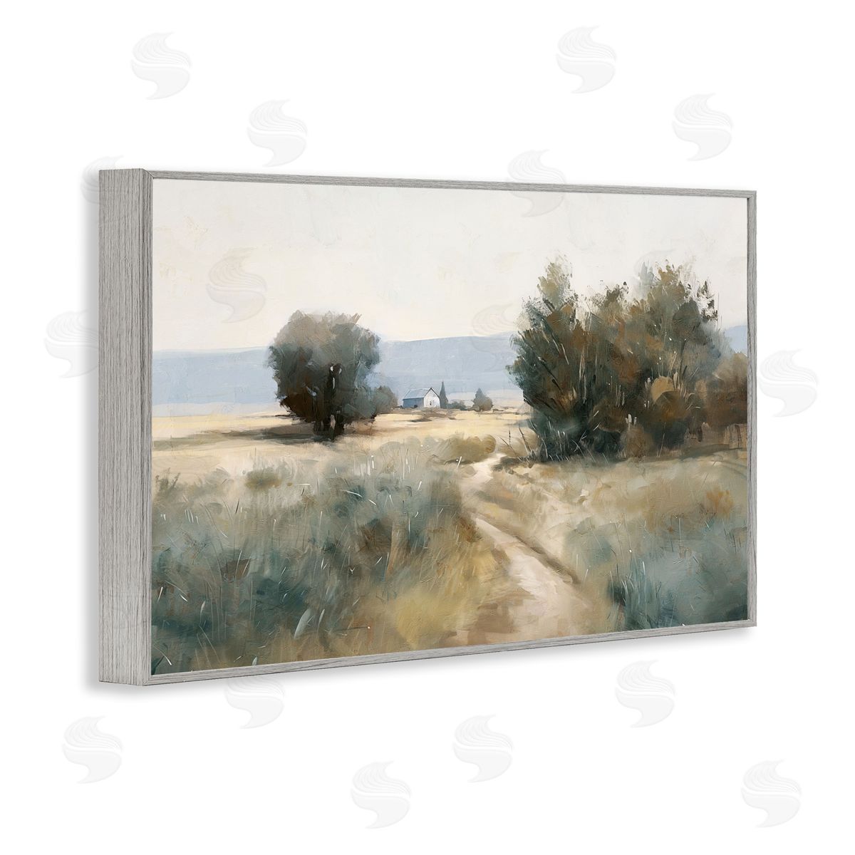 Nina Blue Winding Path to Distant Barn Canvas Wall Art Print