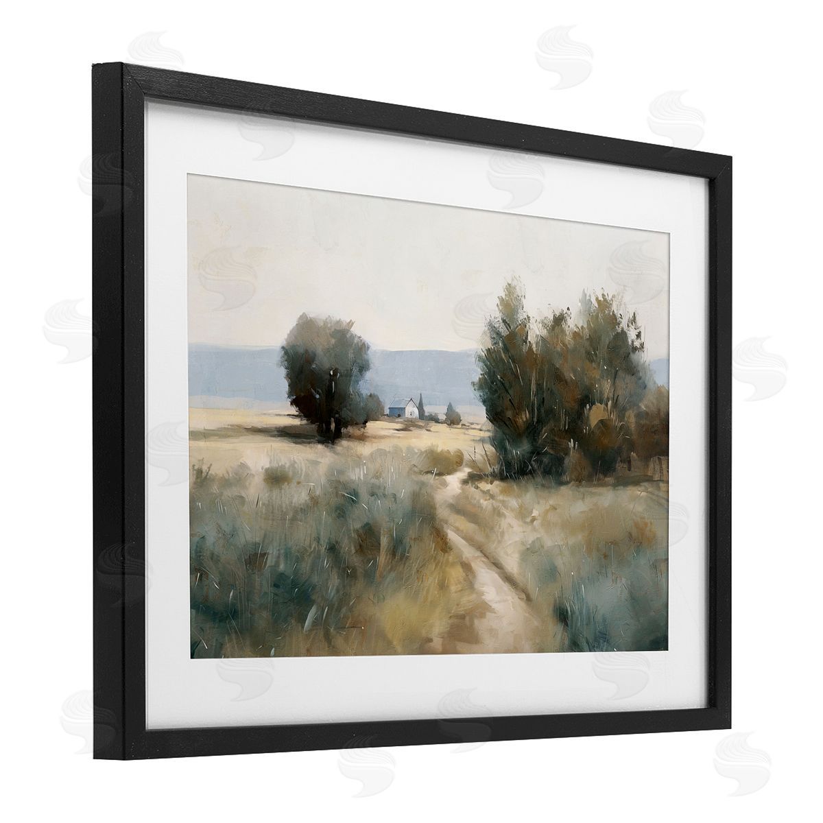 Nina Blue Winding Path to Distant Barn Canvas Wall Art Print