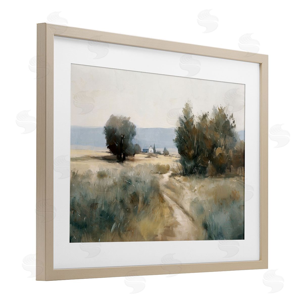 Nina Blue Winding Path to Distant Barn Canvas Wall Art Print