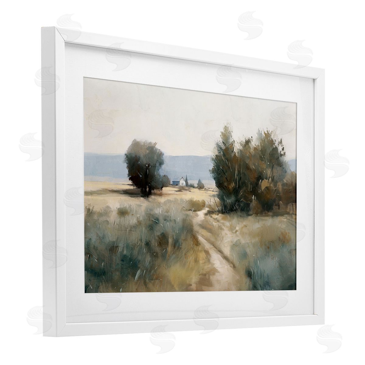 Nina Blue Winding Path to Distant Barn Canvas Wall Art Print