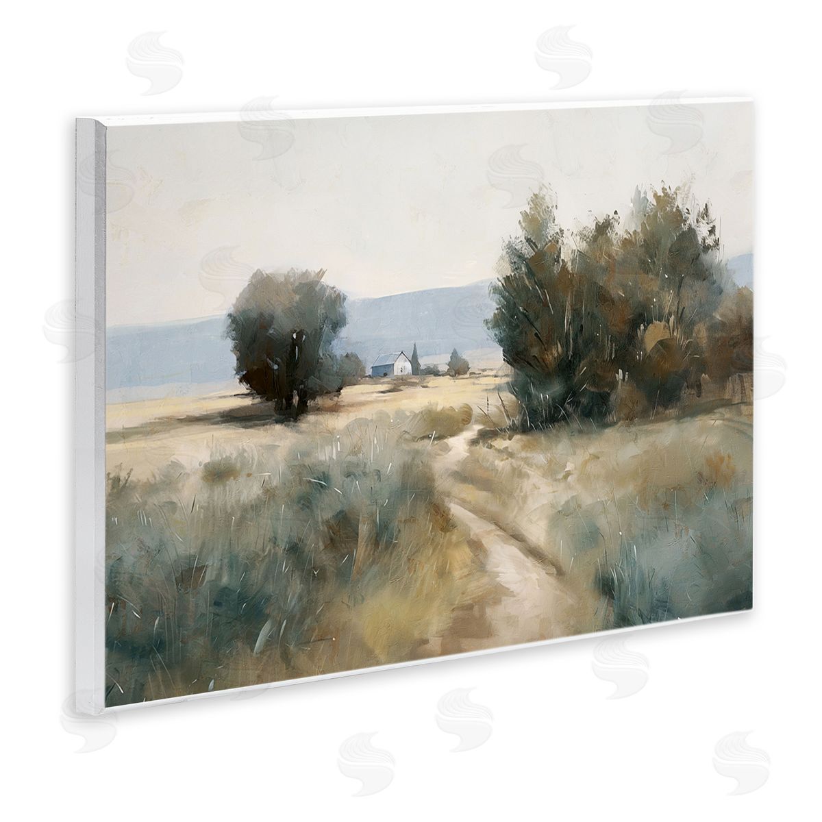 Nina Blue Winding Path to Distant Barn Canvas Wall Art Print