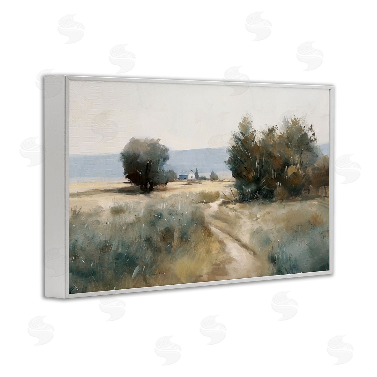 Nina Blue Winding Path to Distant Barn Canvas Wall Art Print