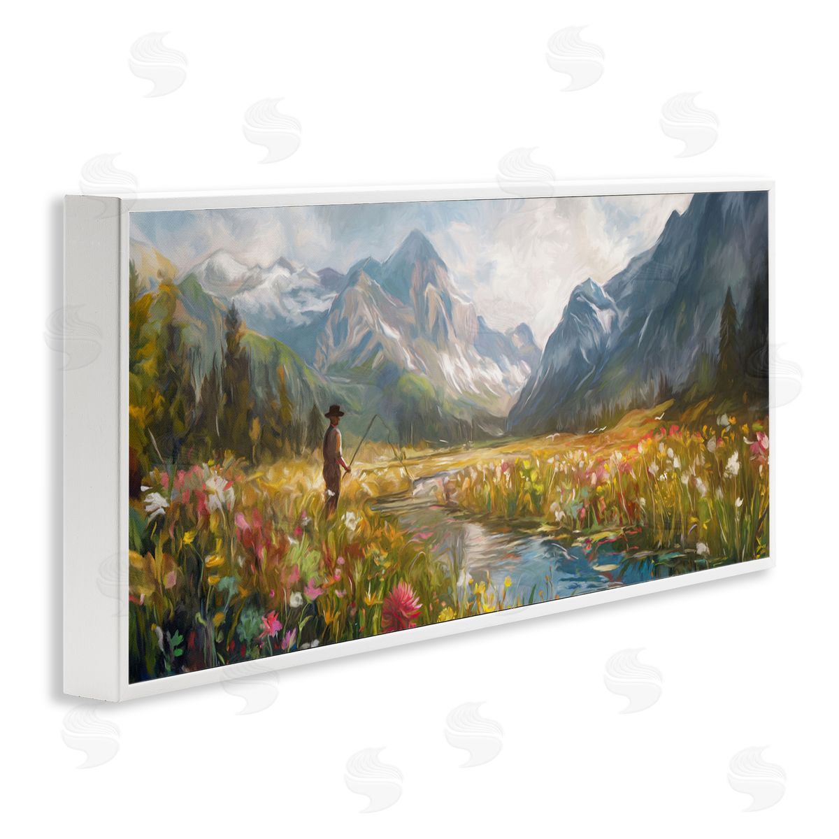 Ramona Murdock Fishing Heaven Between Mountains Canvas Wall Art Print