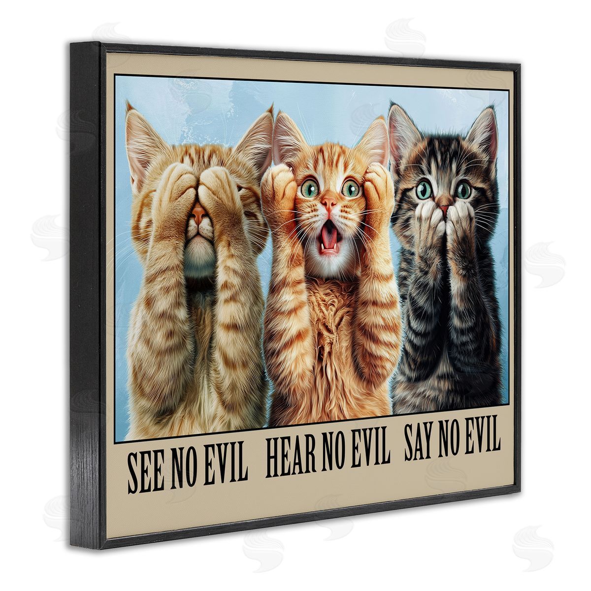 Jim Baldwin See No Evil Cats Canvas Wall Art Print