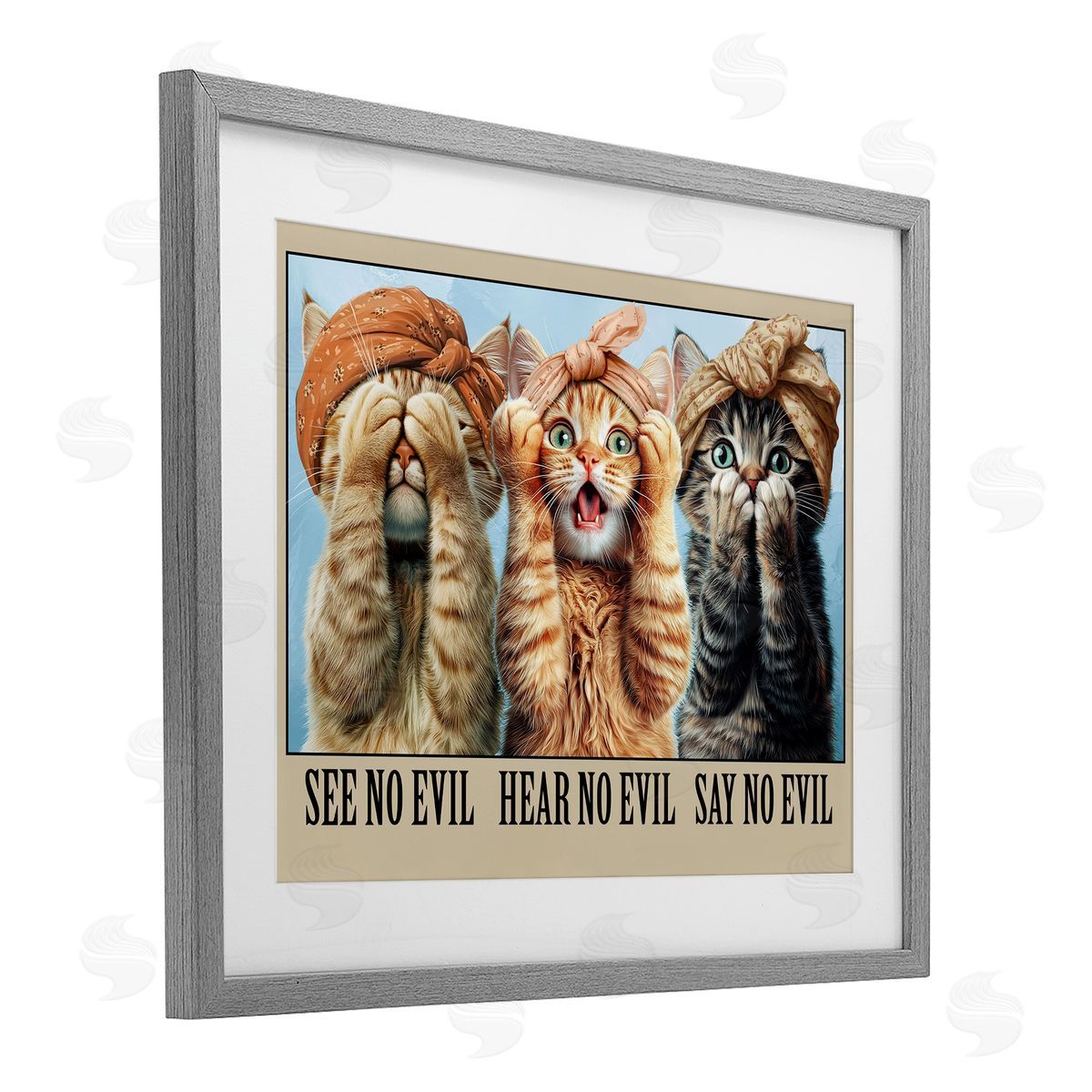Jim Baldwin Speak No Evil Cats Canvas Wall Art Print