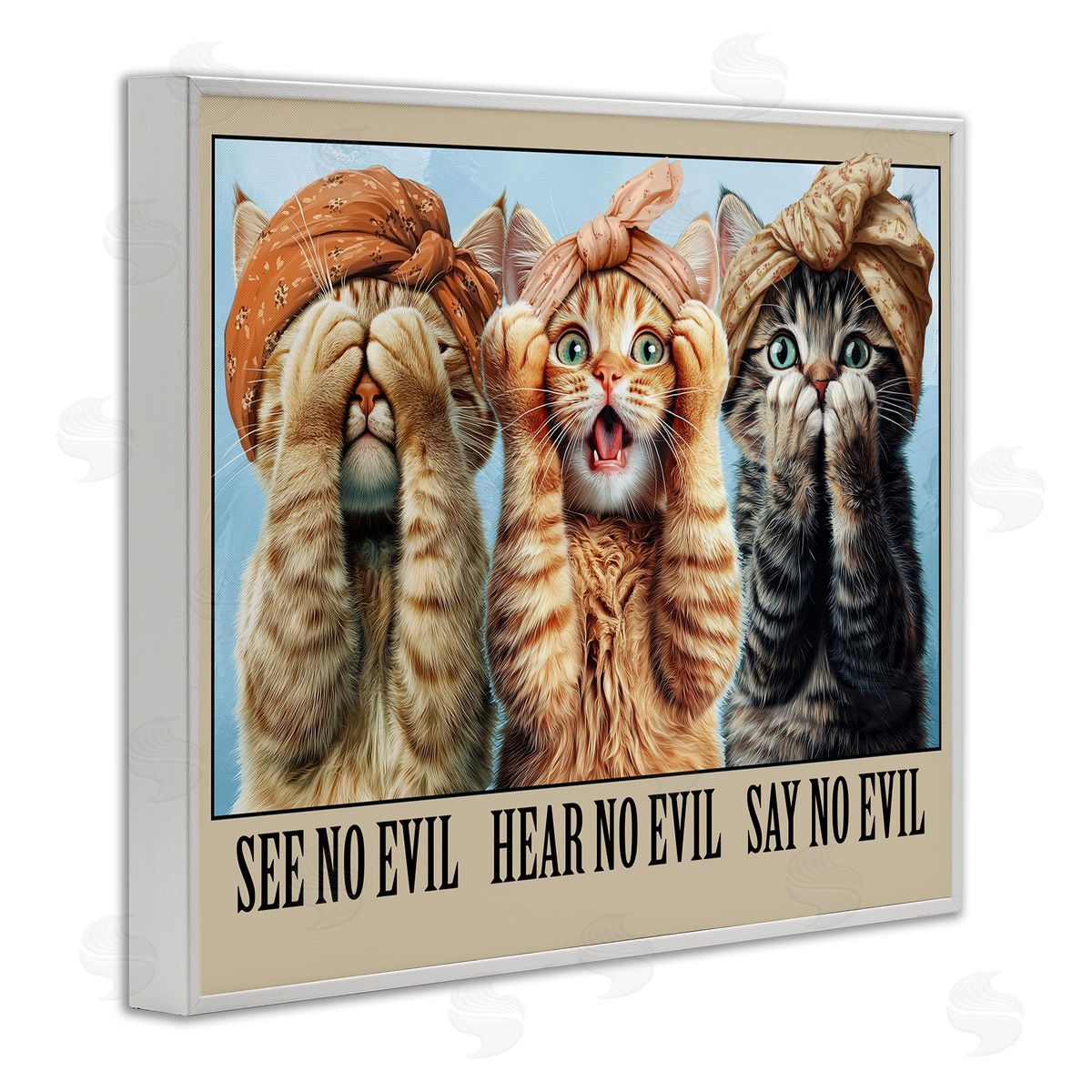 Jim Baldwin Speak No Evil Cats Canvas Wall Art Print