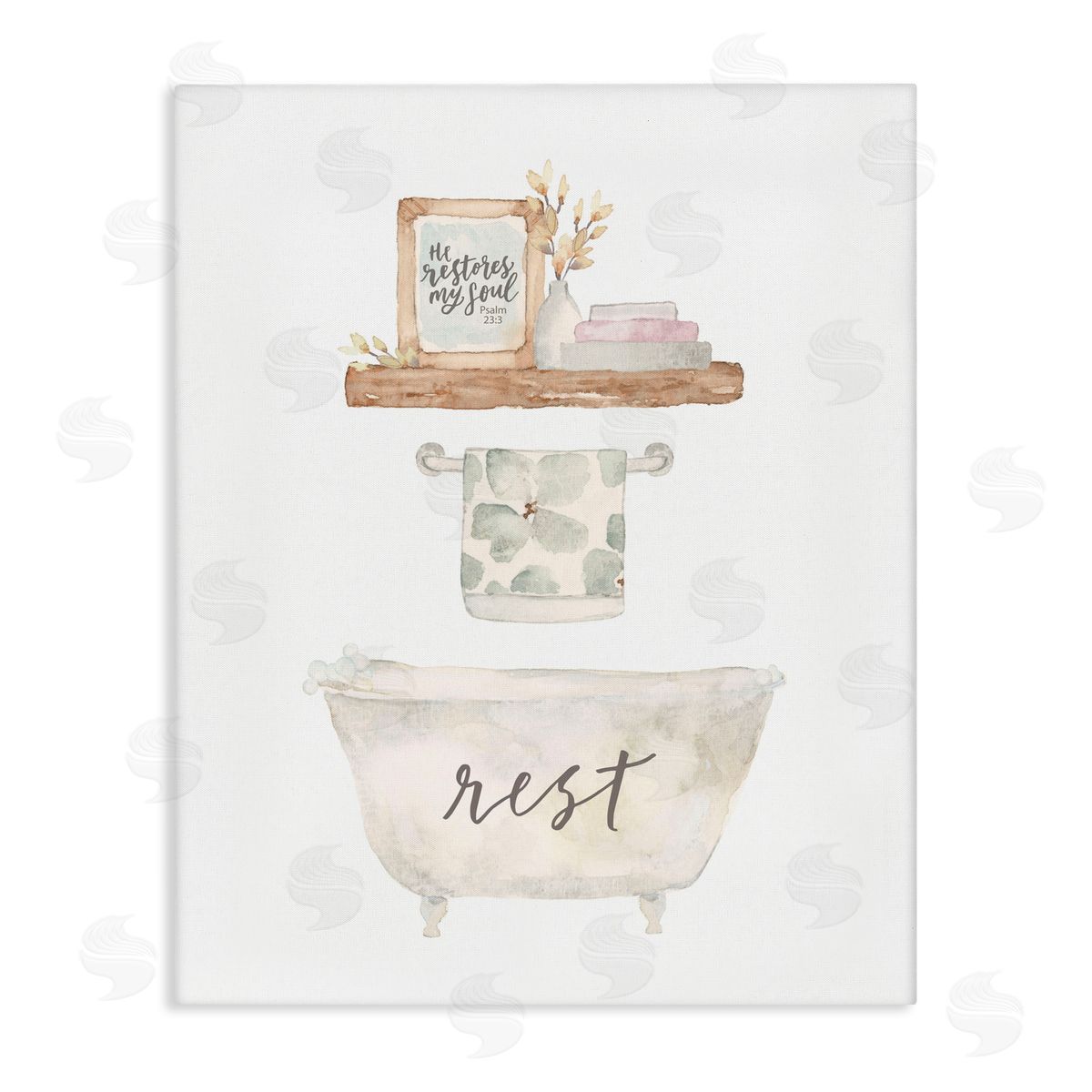 Blue Chair Blessing Restful Proverb Bathtub Canvas Wall Art Print