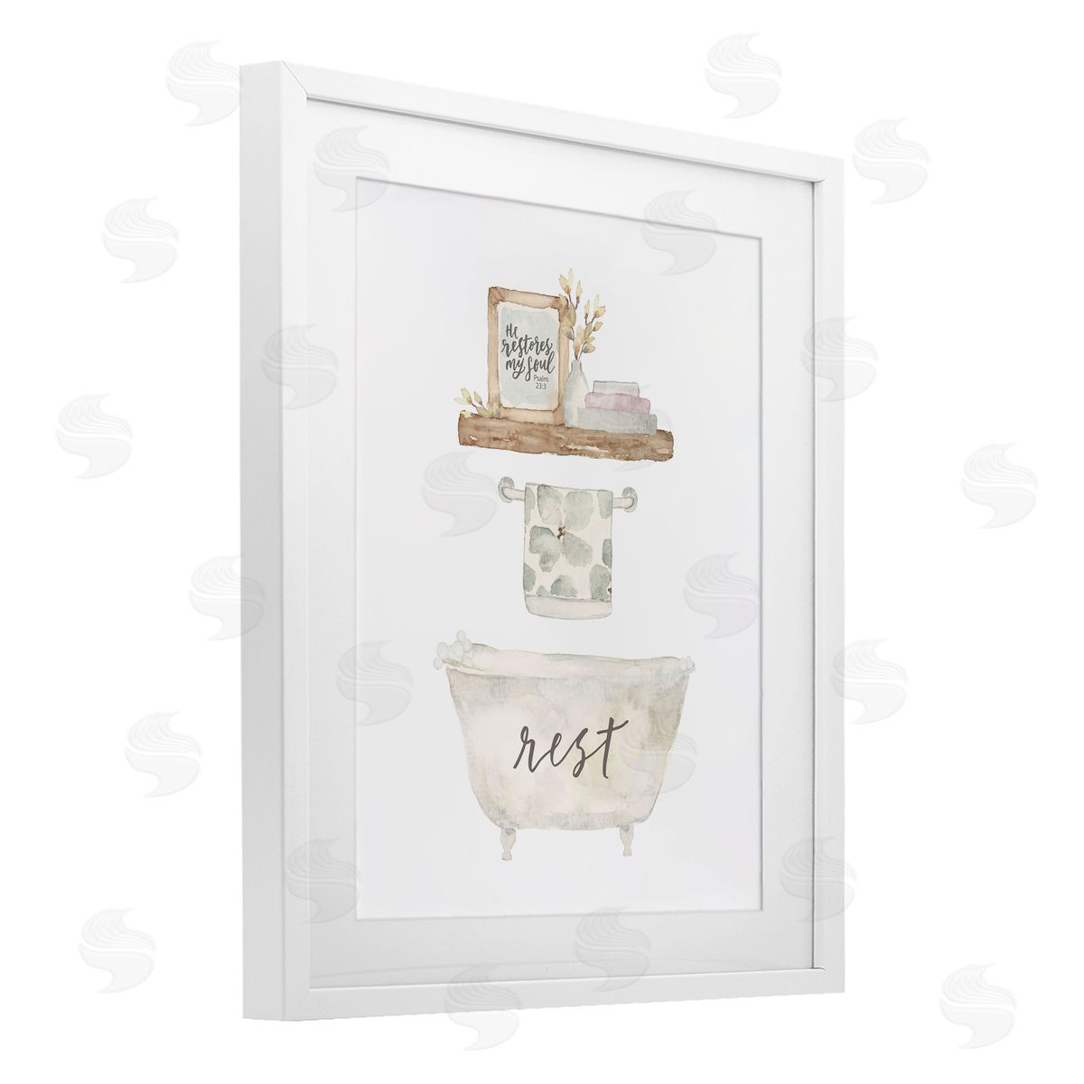 Blue Chair Blessing Restful Proverb Bathtub Canvas Wall Art Print