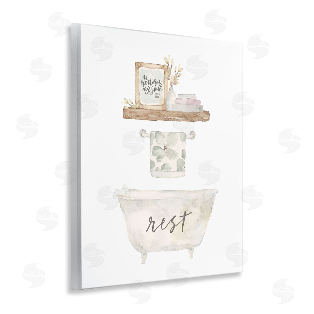 Blue Chair Blessing Restful Proverb Bathtub Canvas Wall Art Print