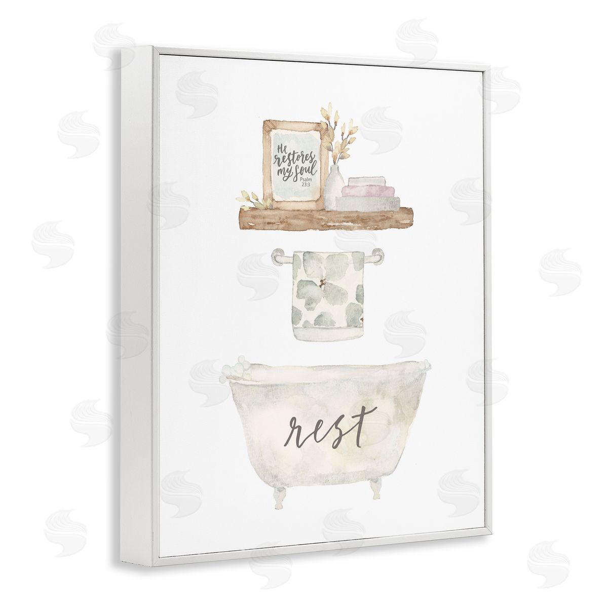 Blue Chair Blessing Restful Proverb Bathtub Canvas Wall Art Print