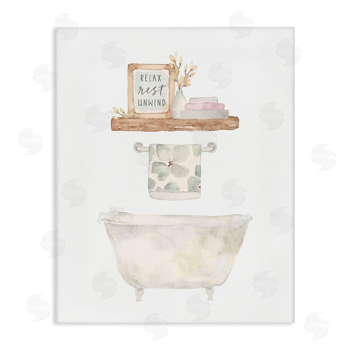 Blue Chair Blessing Relax Unwind Minimal Bath Canvas Wall Art Print