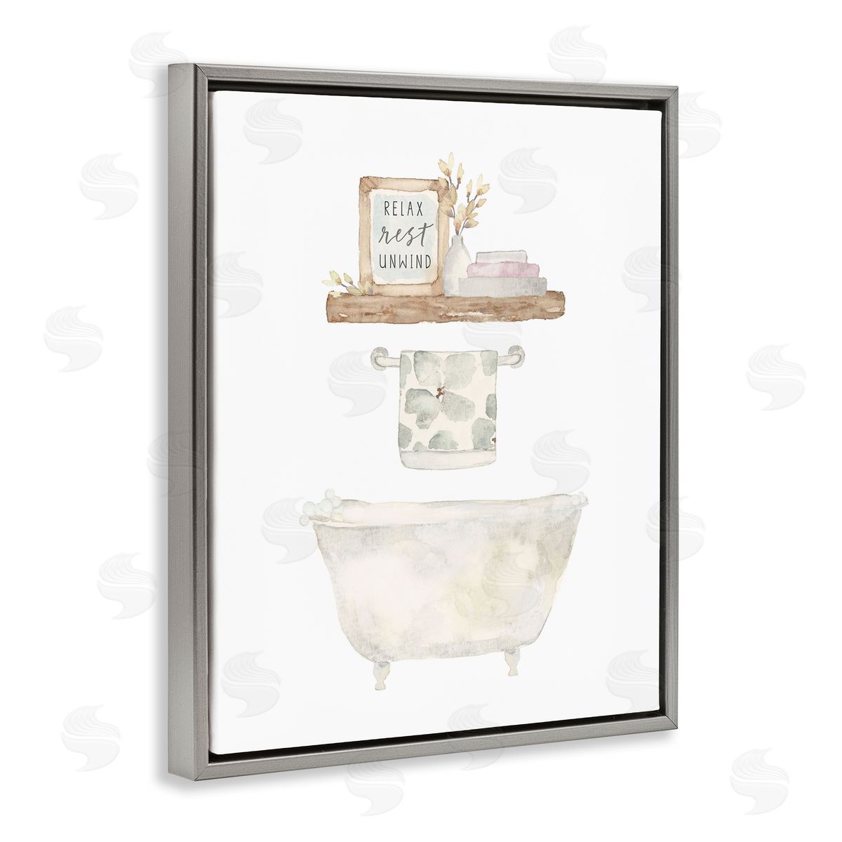 Blue Chair Blessing Relax Unwind Minimal Bath Canvas Wall Art Print