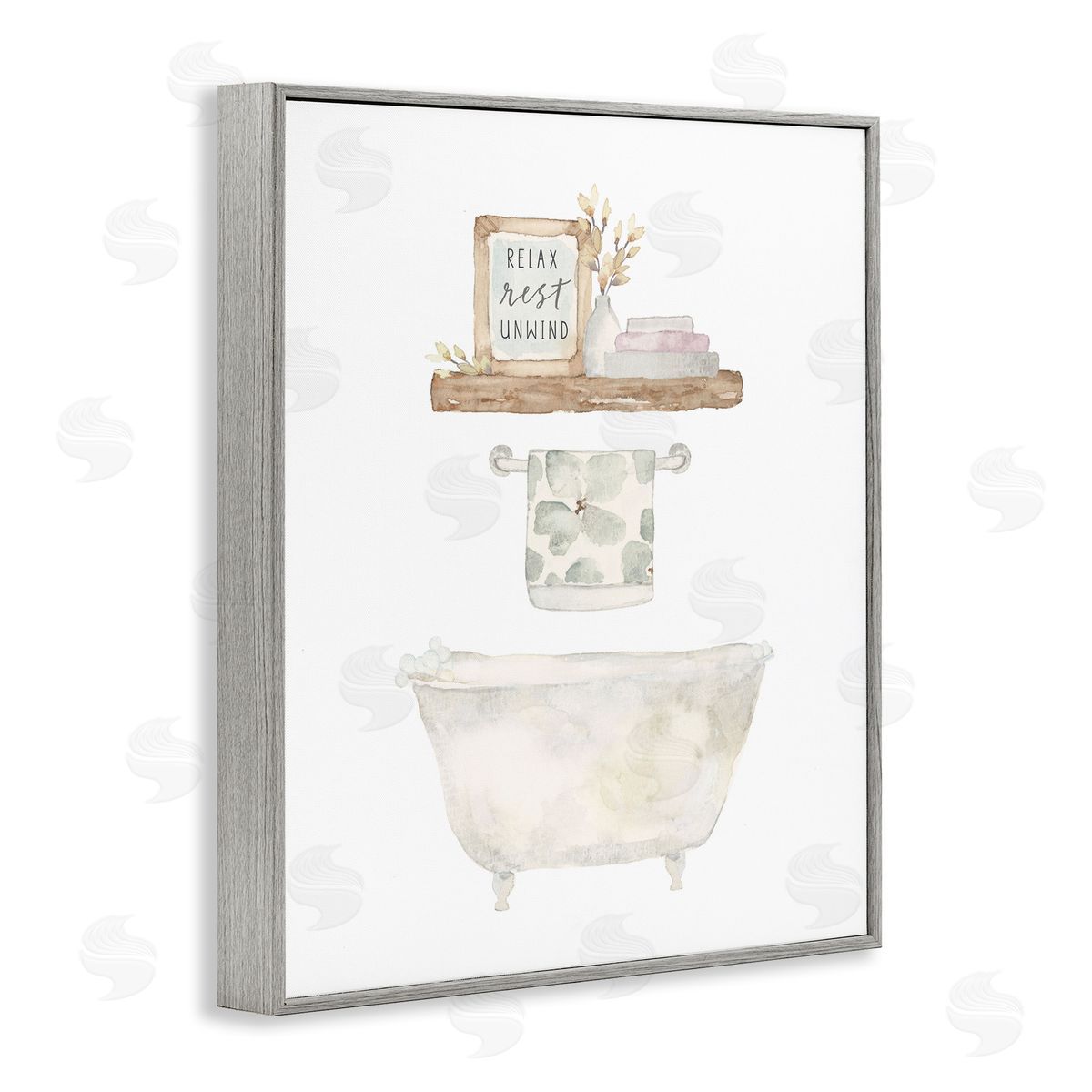 Blue Chair Blessing Relax Unwind Minimal Bath Canvas Wall Art Print