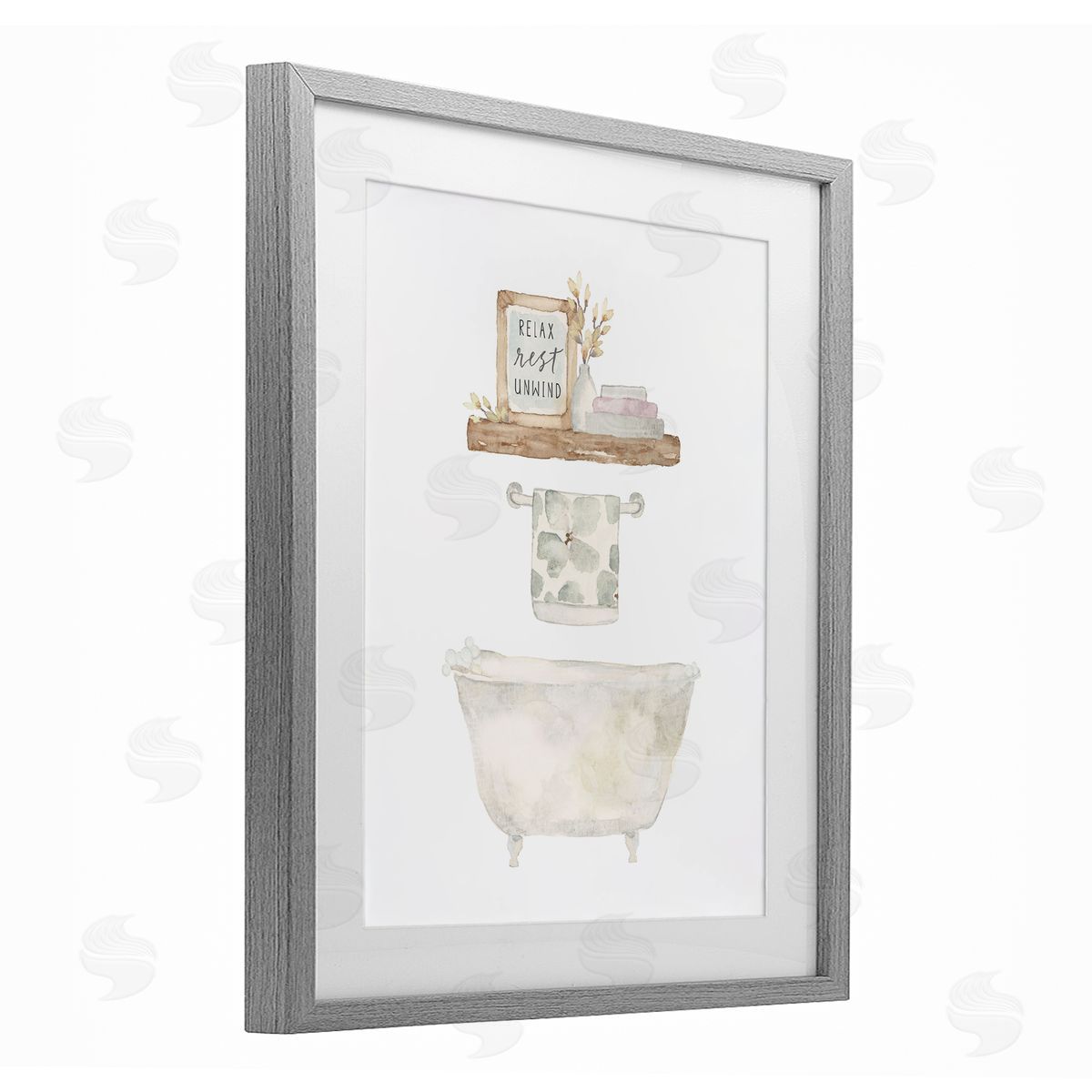 Blue Chair Blessing Relax Unwind Minimal Bath Canvas Wall Art Print