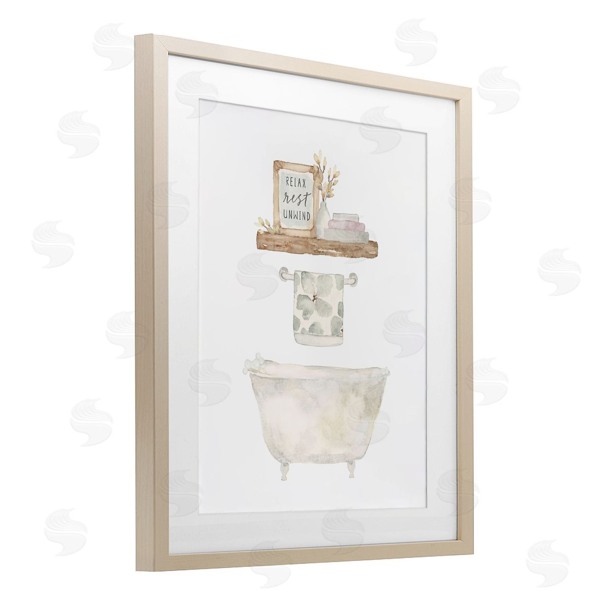 Blue Chair Blessing Relax Unwind Minimal Bath Canvas Wall Art Print