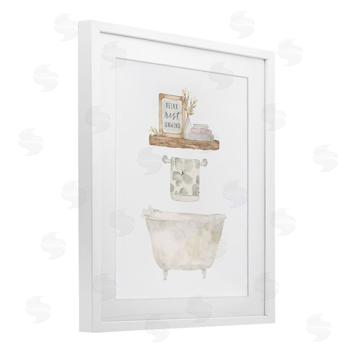 Blue Chair Blessing Relax Unwind Minimal Bath Canvas Wall Art Print