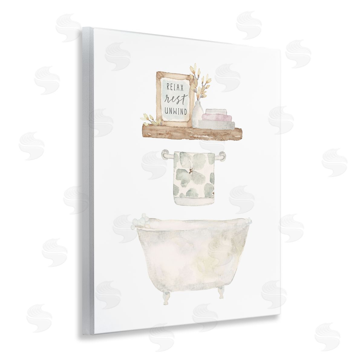 Blue Chair Blessing Relax Unwind Minimal Bath Canvas Wall Art Print