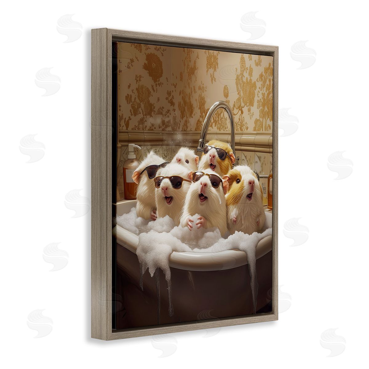 Jim Baldwin Guinea Pigs in Bubble Bath Canvas Wall Art Print